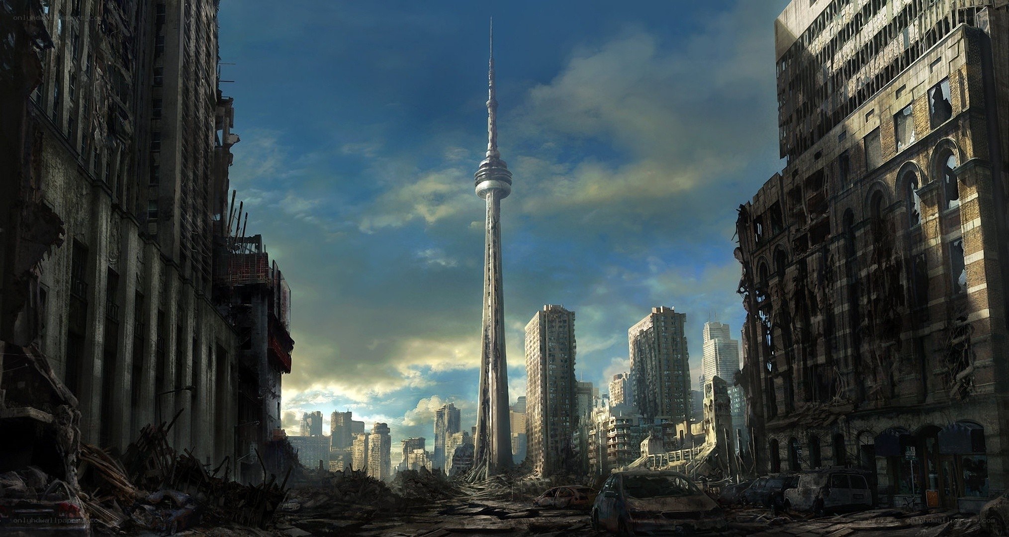 Post-apocalyptic city with CN Tower