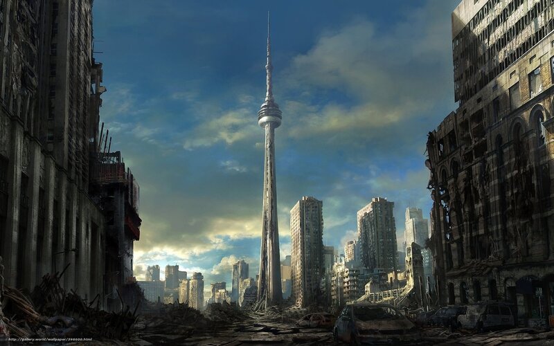Post-apocalyptic city with CN Tower