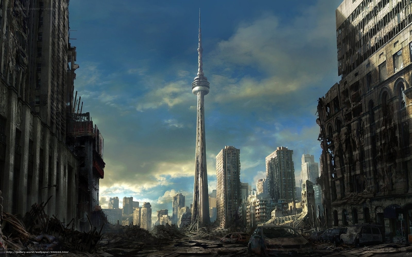 Post-apocalyptic city with CN Tower