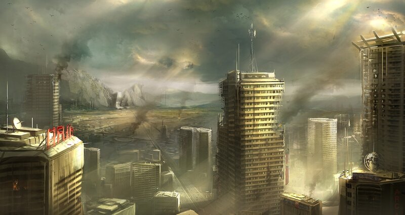 Post-apocalyptic Cityscape — Gray, Dramatic, Afternoon