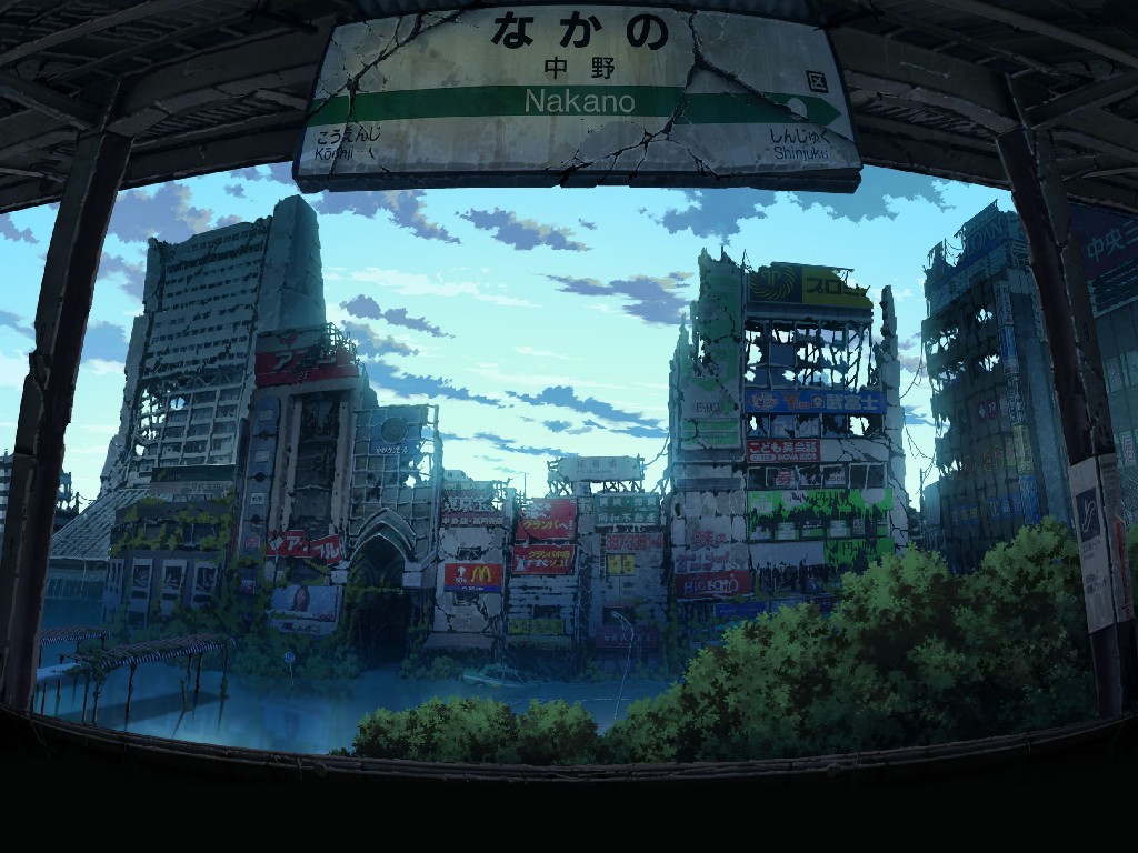 Post-apocalyptic cityscape view