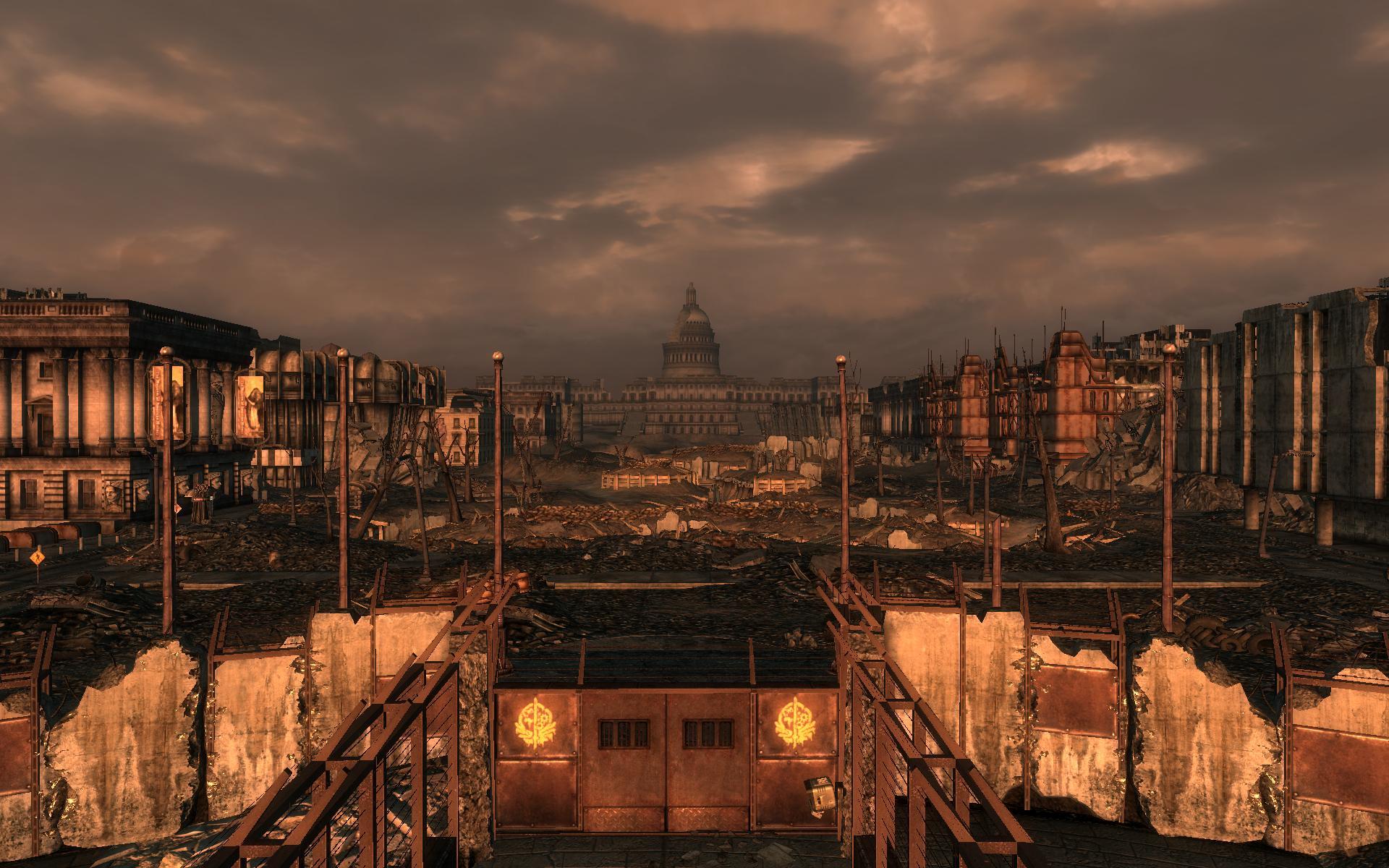 Post-apocalyptic cityscape with Capitol
