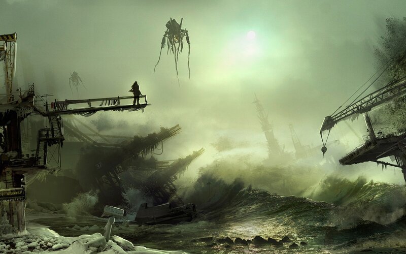 Post-apocalyptic coastal ruin