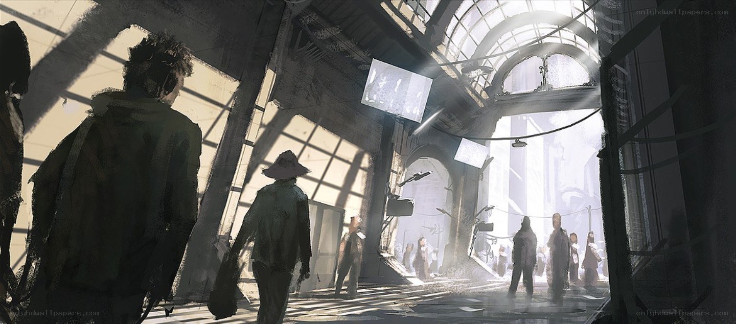 post-apocalyptic corridor scene