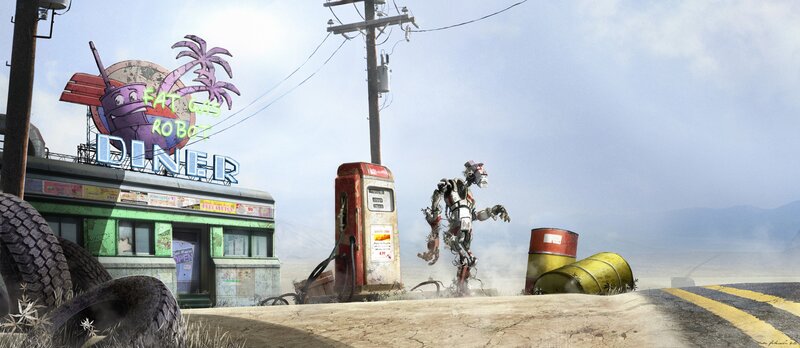 Post-apocalyptic diner scene