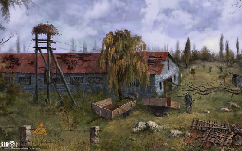 Post-apocalyptic farm scene
