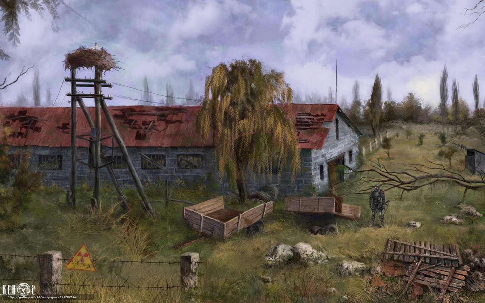 Post-apocalyptic farm scene