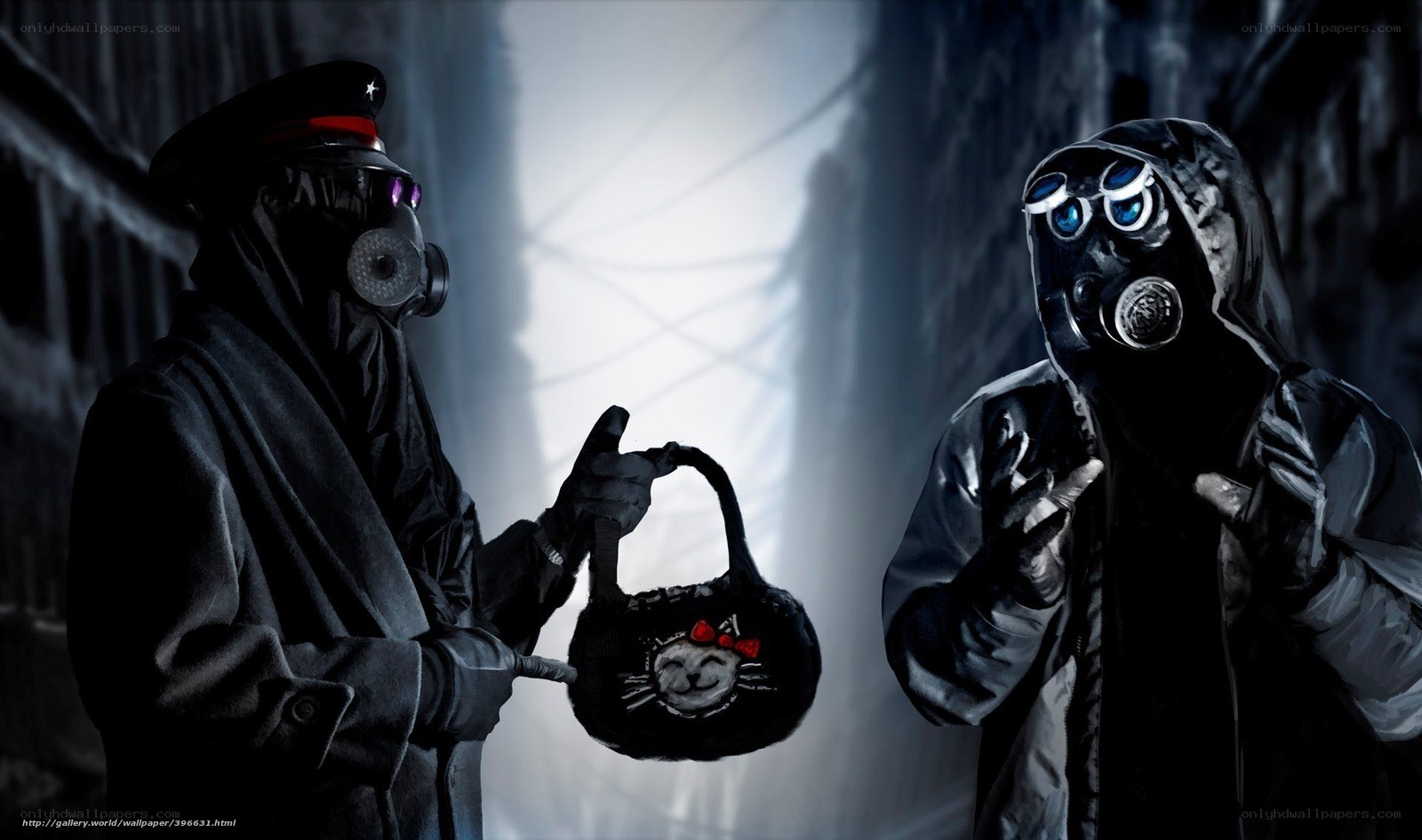 post-apocalyptic figures with gas masks