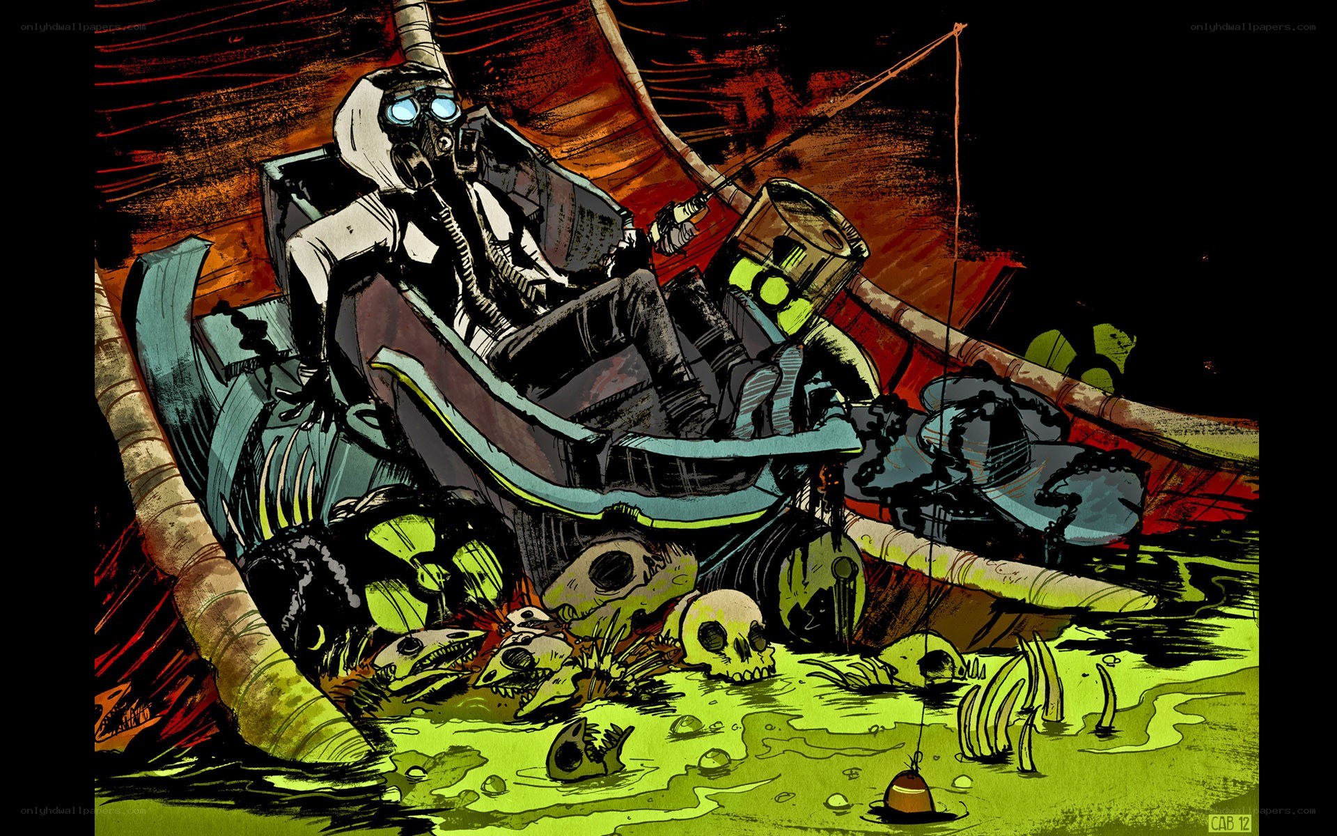 Post-apocalyptic fishing scene