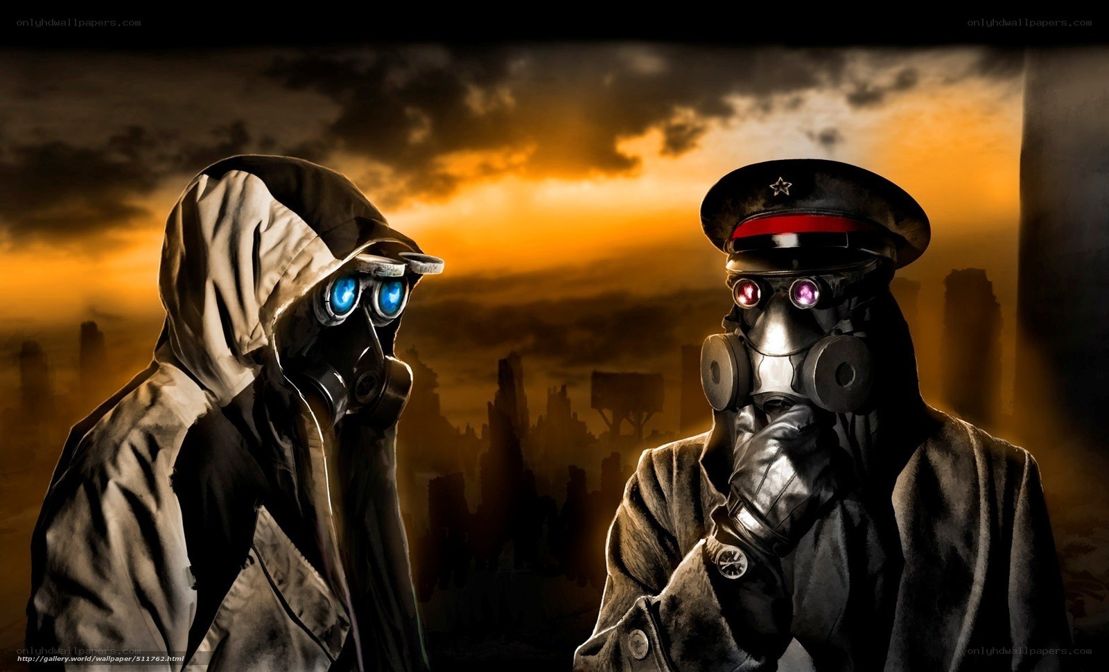 post-apocalyptic gas mask figures