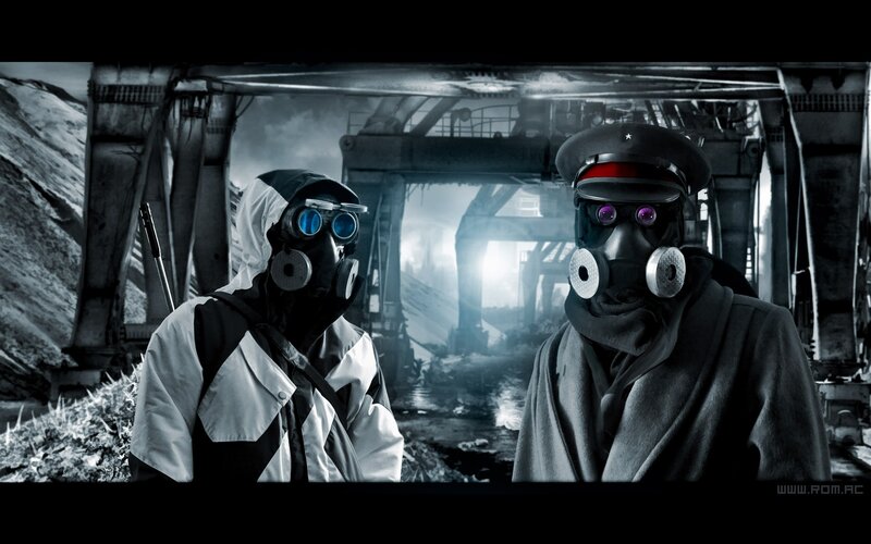 post-apocalyptic gas mask figures