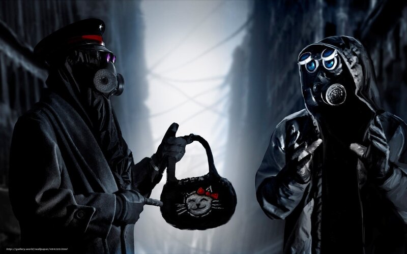 post-apocalyptic gas mask figures