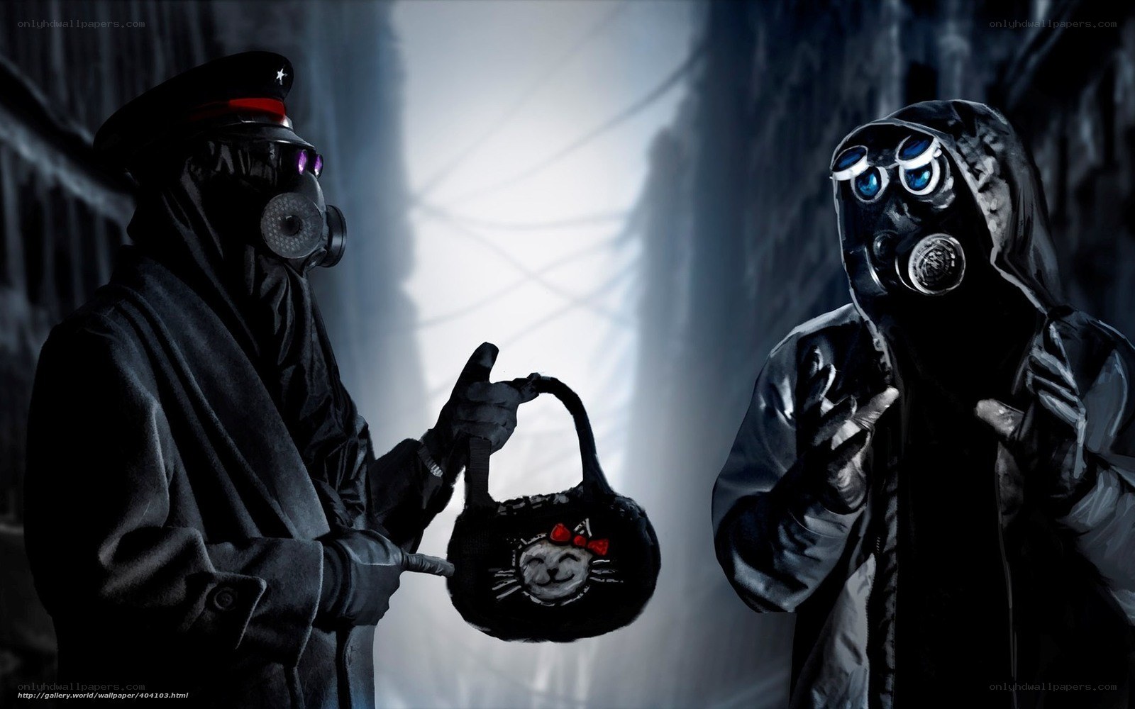 post-apocalyptic gas mask figures