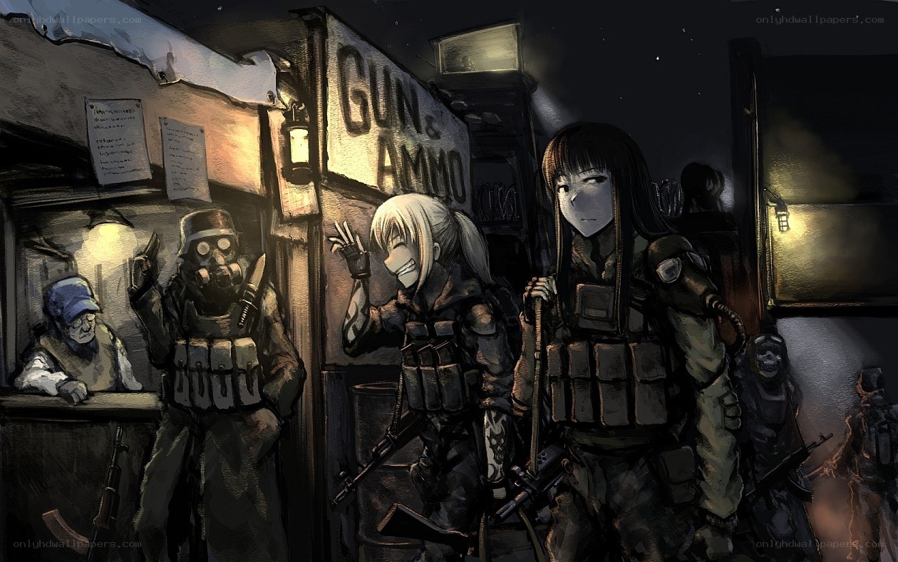 Post-apocalyptic gun shop scene