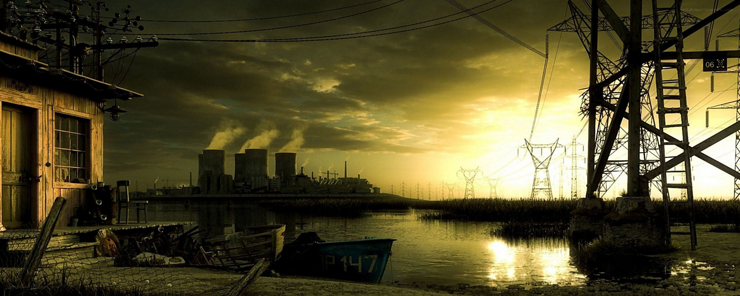 Post-apocalyptic industrial landscape