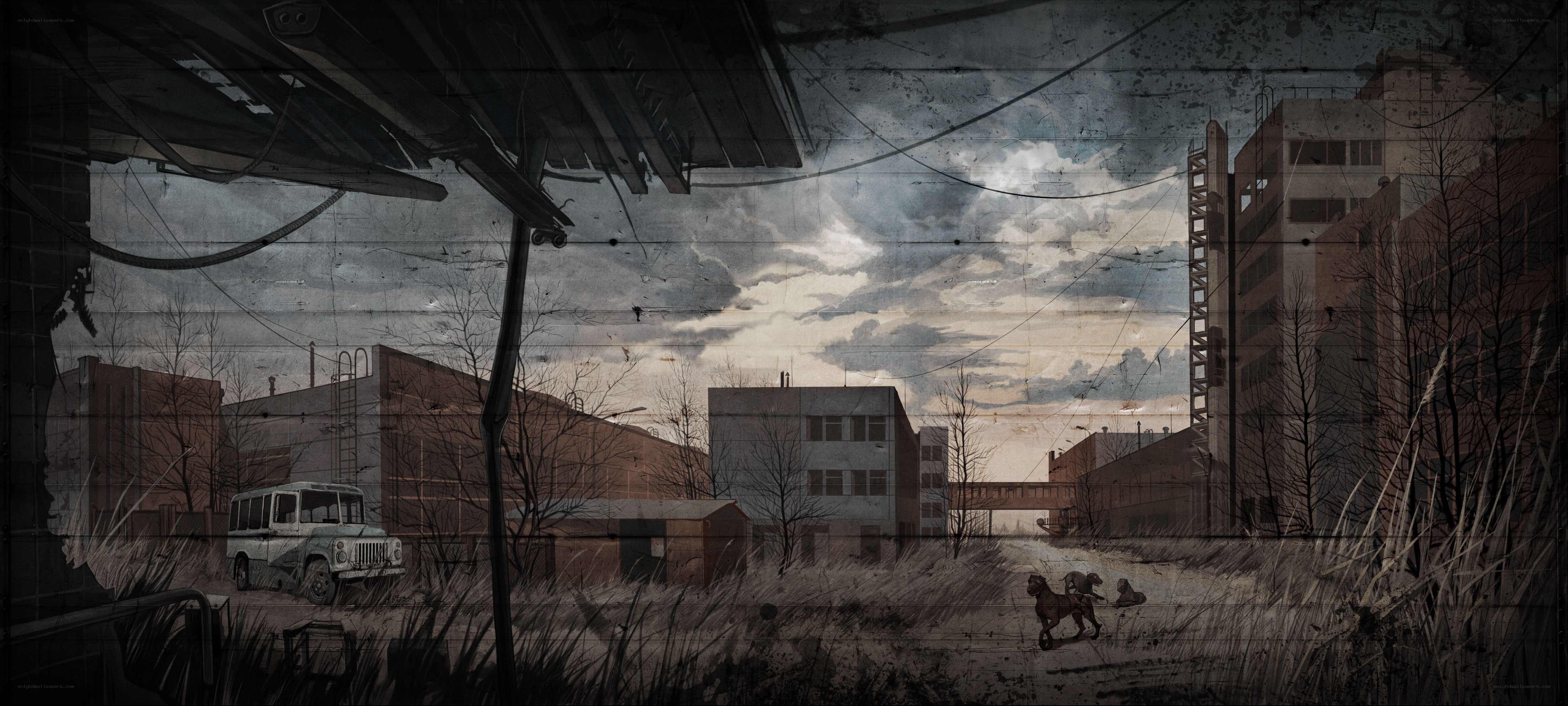 Post-apocalyptic industrial landscape