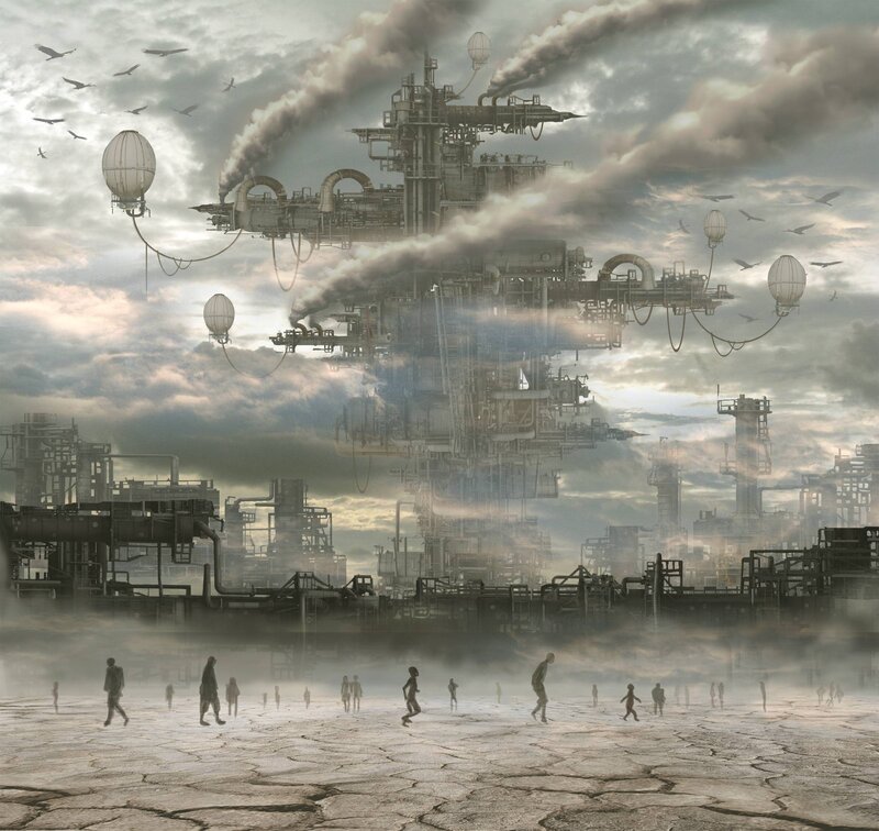 Post-apocalyptic industrial landscape