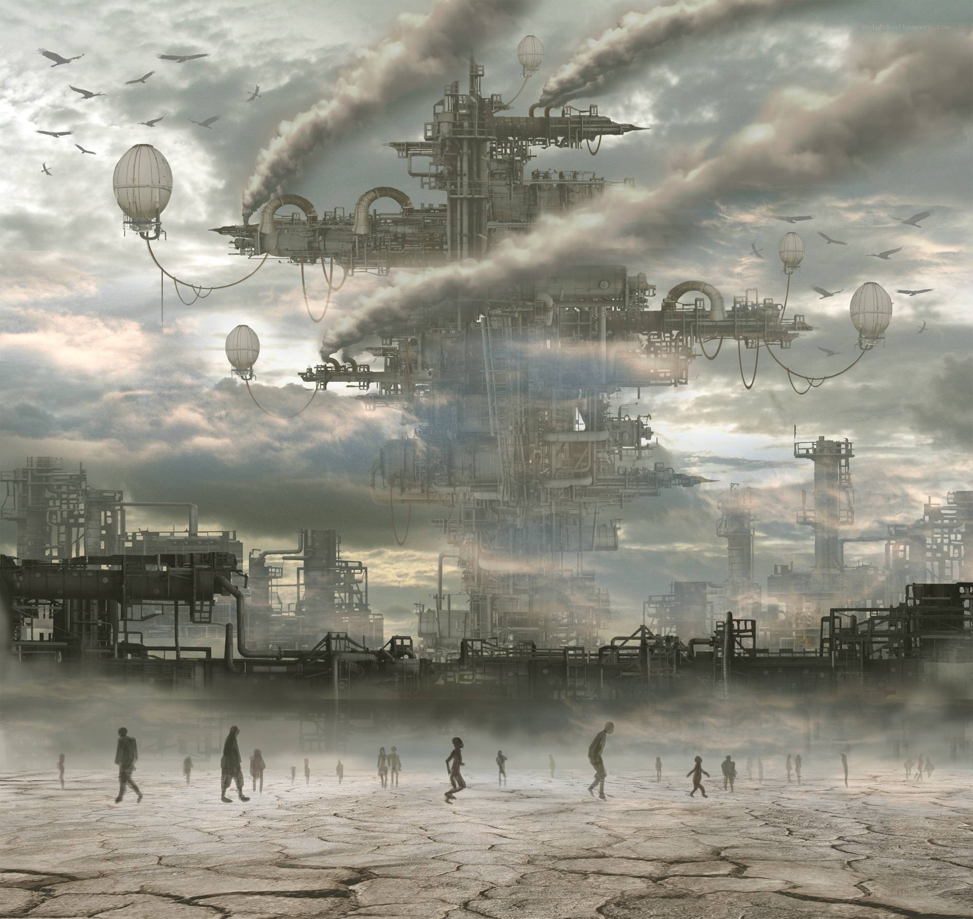Post-apocalyptic industrial landscape