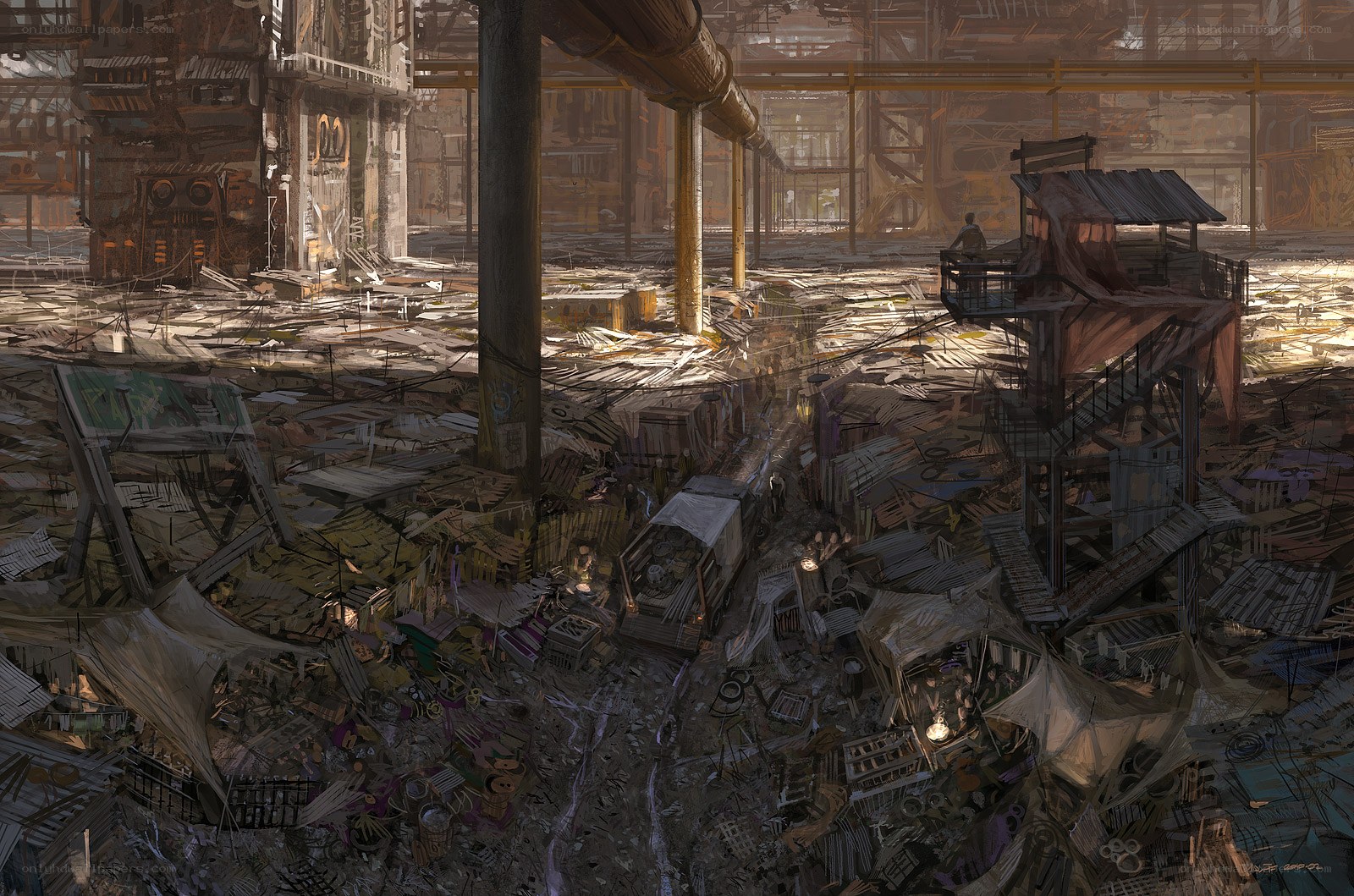 Post-apocalyptic industrial ruin