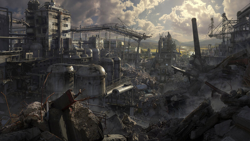 Post-apocalyptic industrial ruin