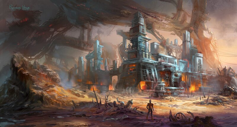 post-apocalyptic industrial ruin