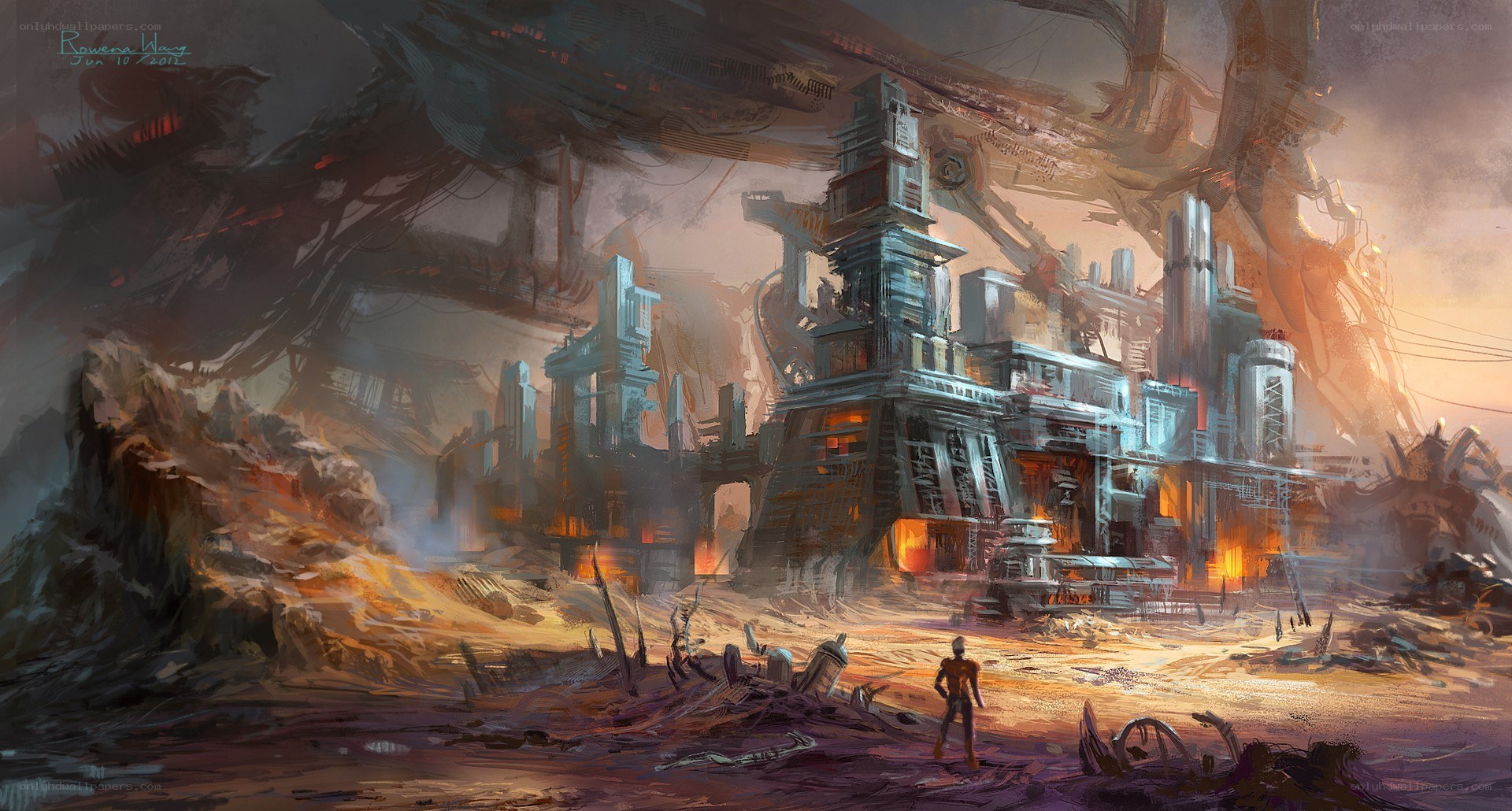 post-apocalyptic industrial ruin