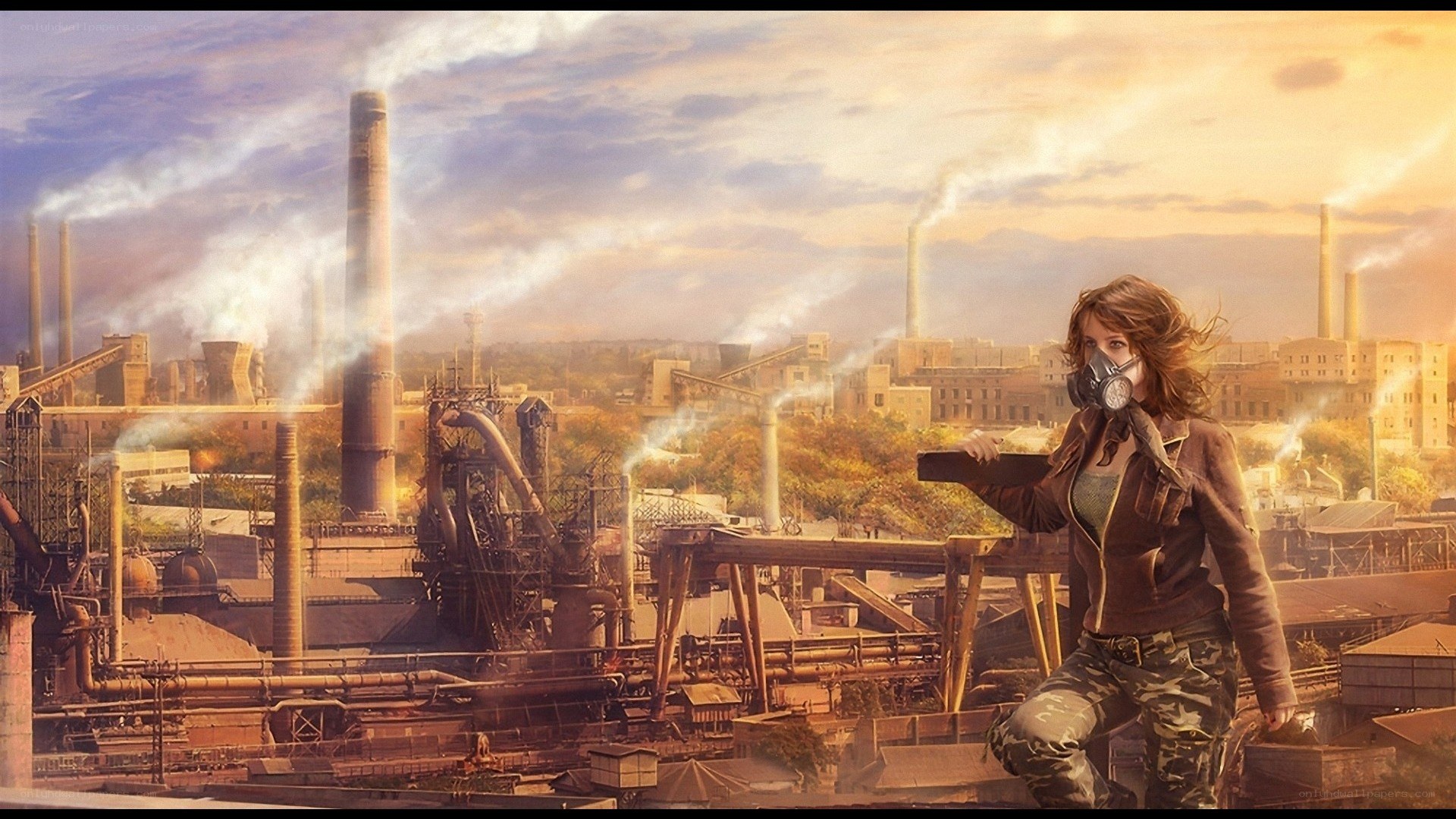 Post-apocalyptic industrial scene