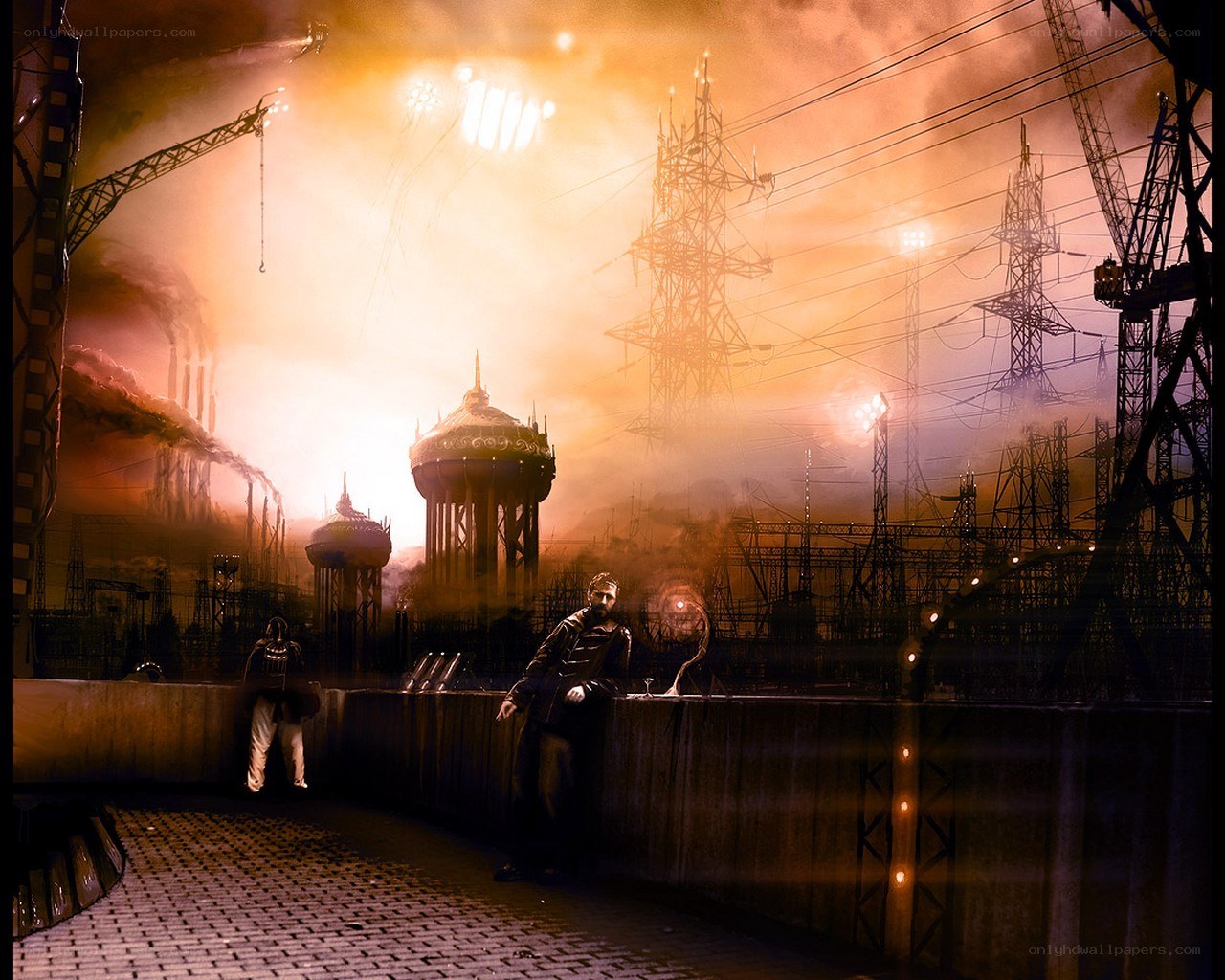 Post-apocalyptic industrial scene