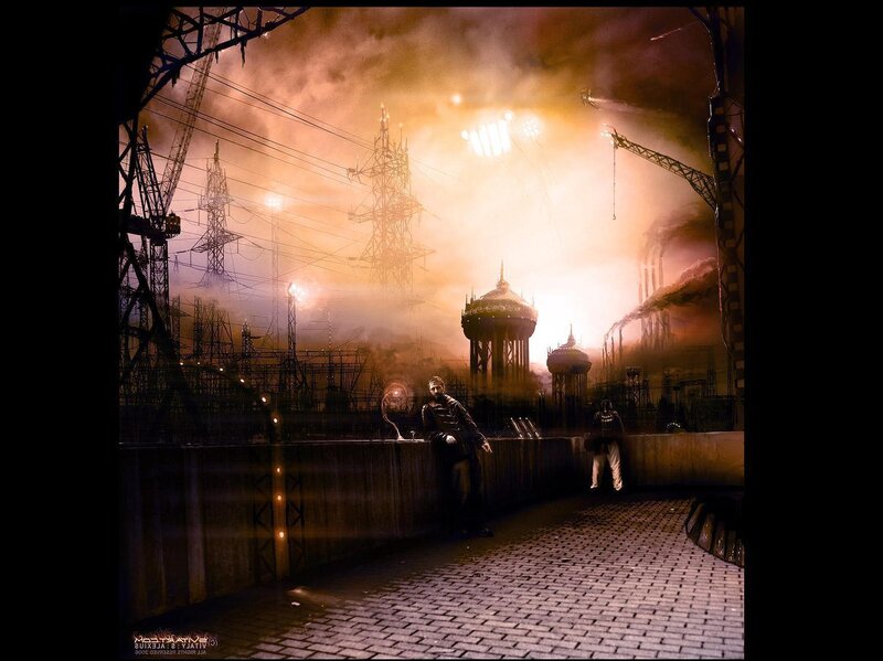 Post-apocalyptic industrial scene
