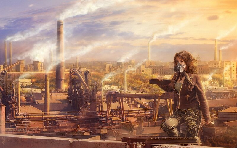 post-apocalyptic industrial scene