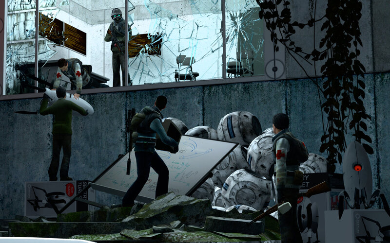 Post-apocalyptic lab scene