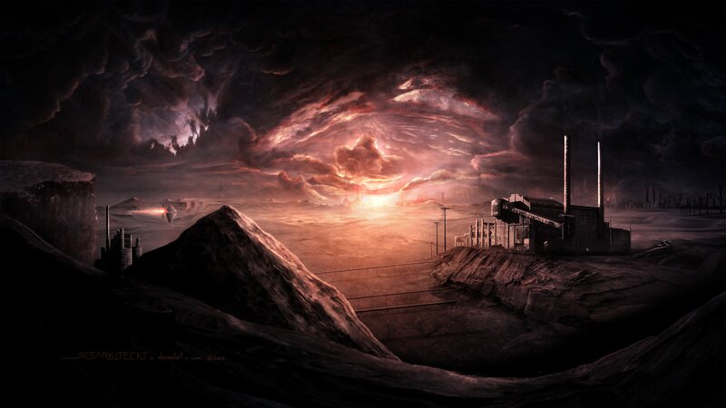 Post-apocalyptic Landscape — Black, Dramatic, Sunset