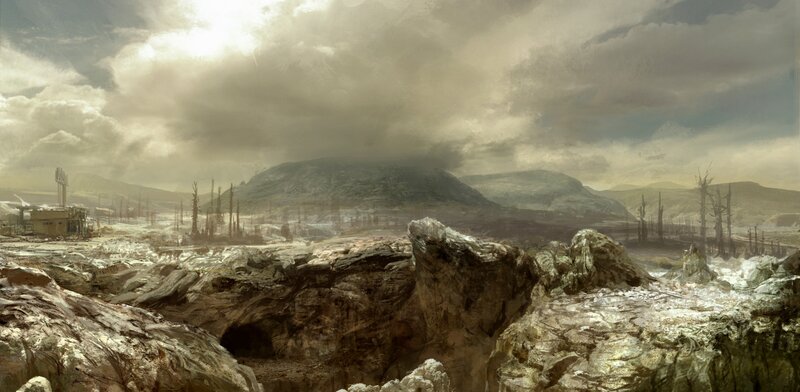 Post-apocalyptic Landscape — Brown, Dramatic, Digital Art