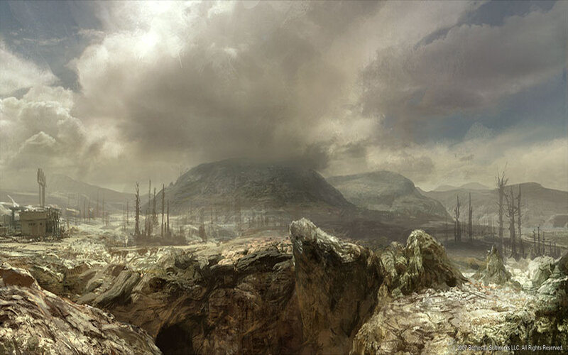 Post-apocalyptic Landscape — Gray, Dramatic, Digital Art