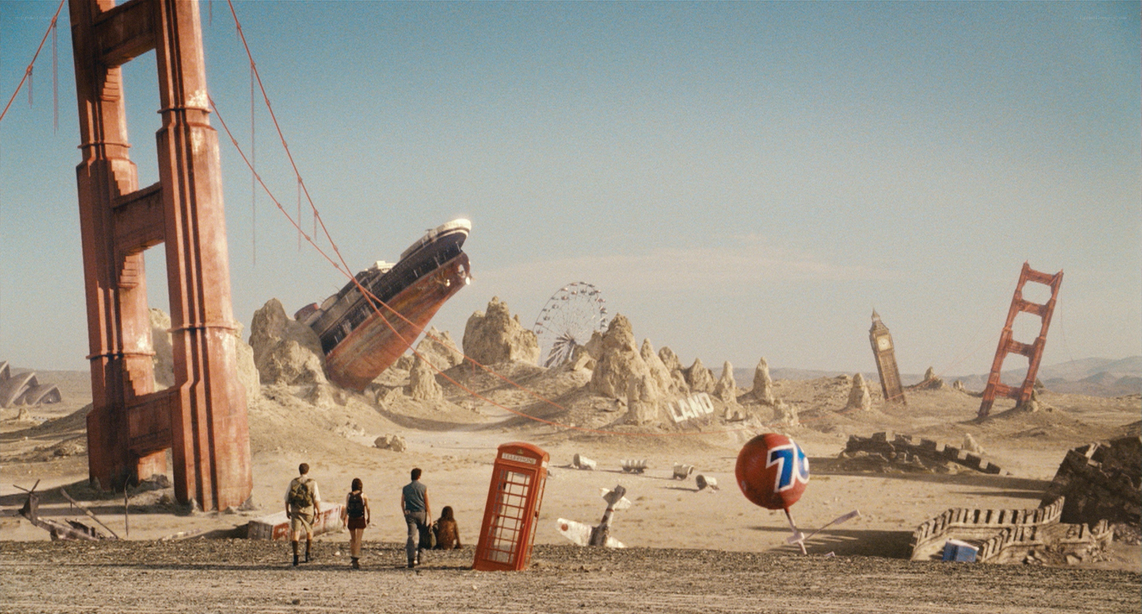 post-apocalyptic landscape with landmarks