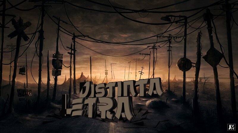 post-apocalyptic landscape with text