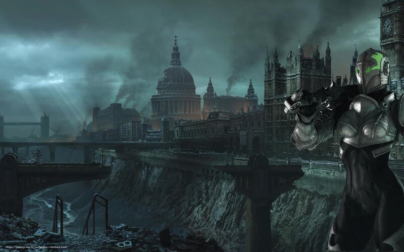 Post-apocalyptic London cityscape