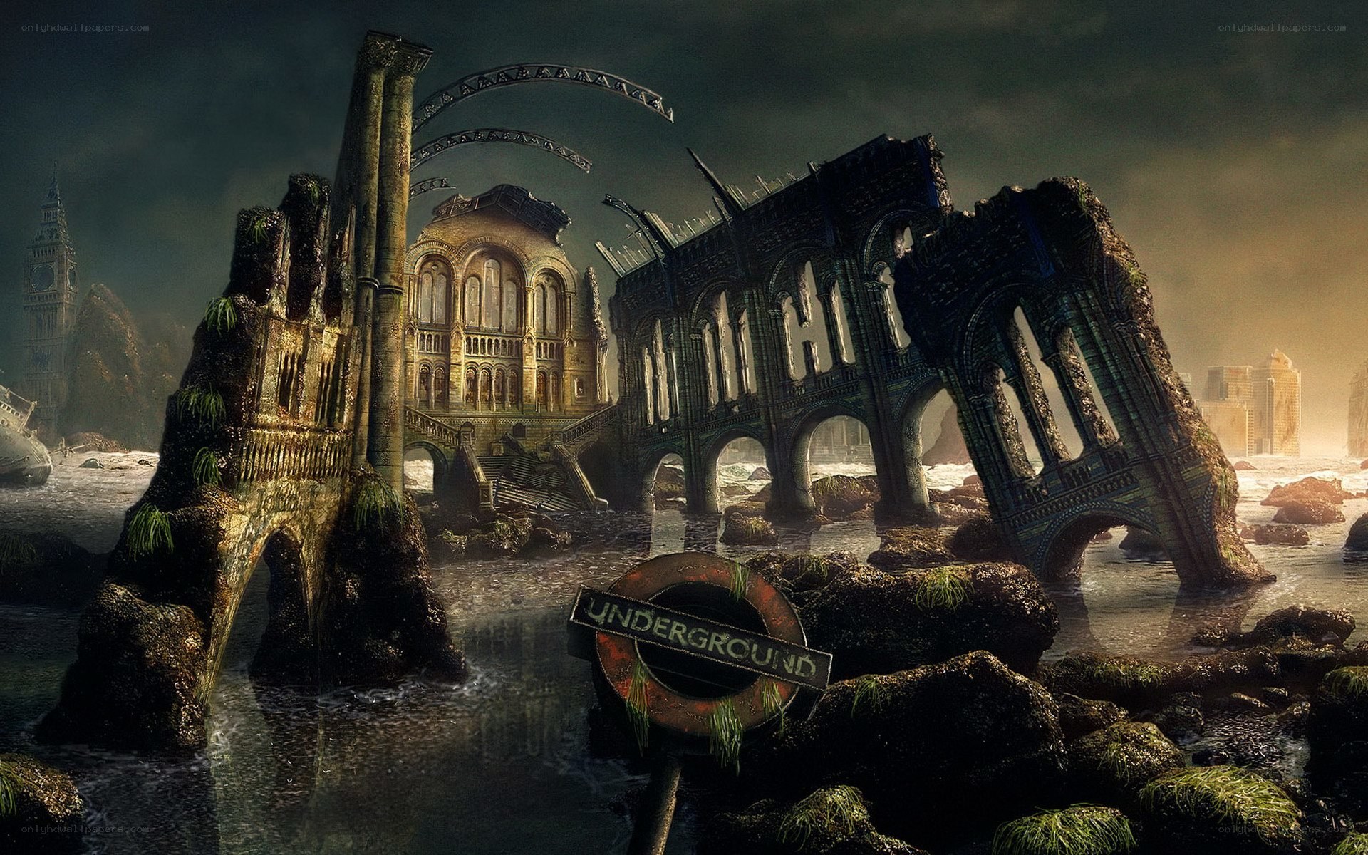 Post-apocalyptic London ruins