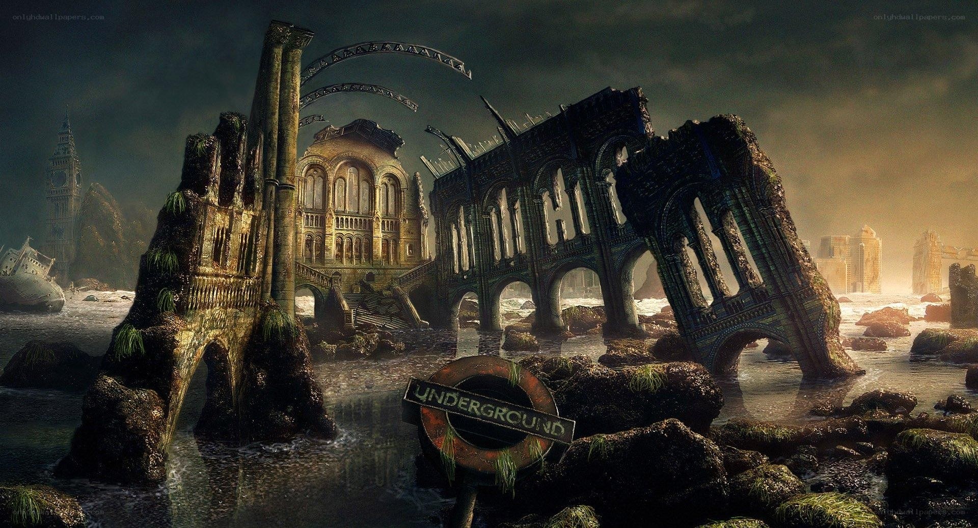 Post-apocalyptic London ruins