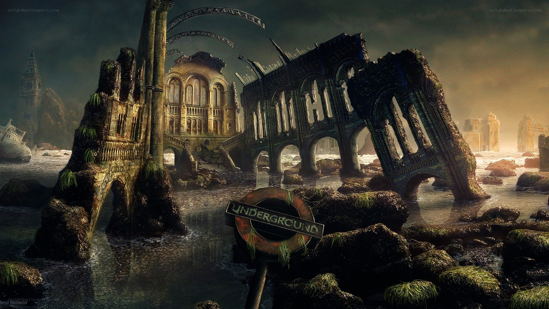 Post-apocalyptic London ruins