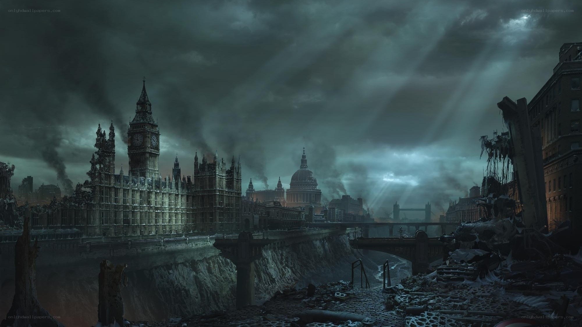 Post-apocalyptic London skyline