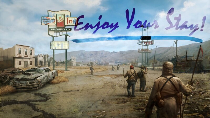 Post-apocalyptic motel scene