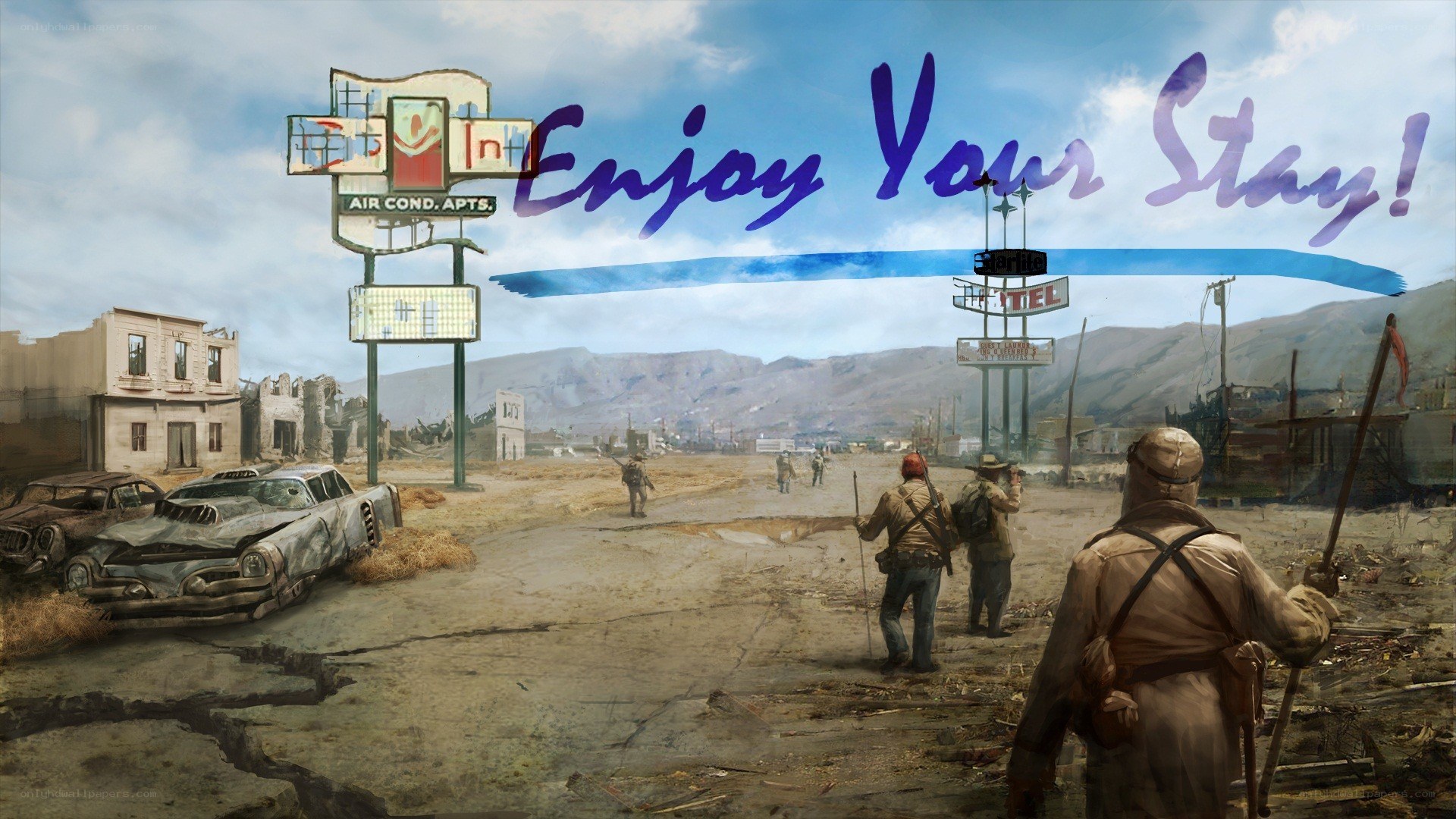 Post-apocalyptic motel scene
