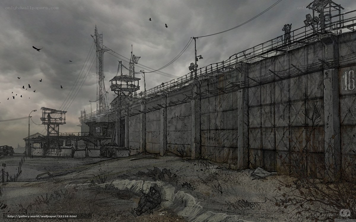 Post-apocalyptic prison scene