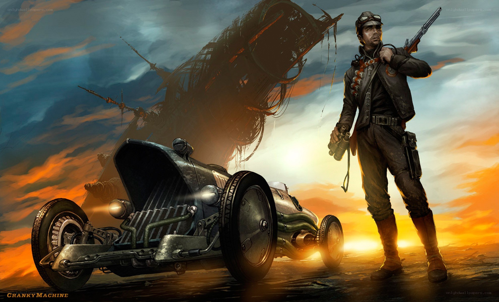 Post-apocalyptic racer with vehicle