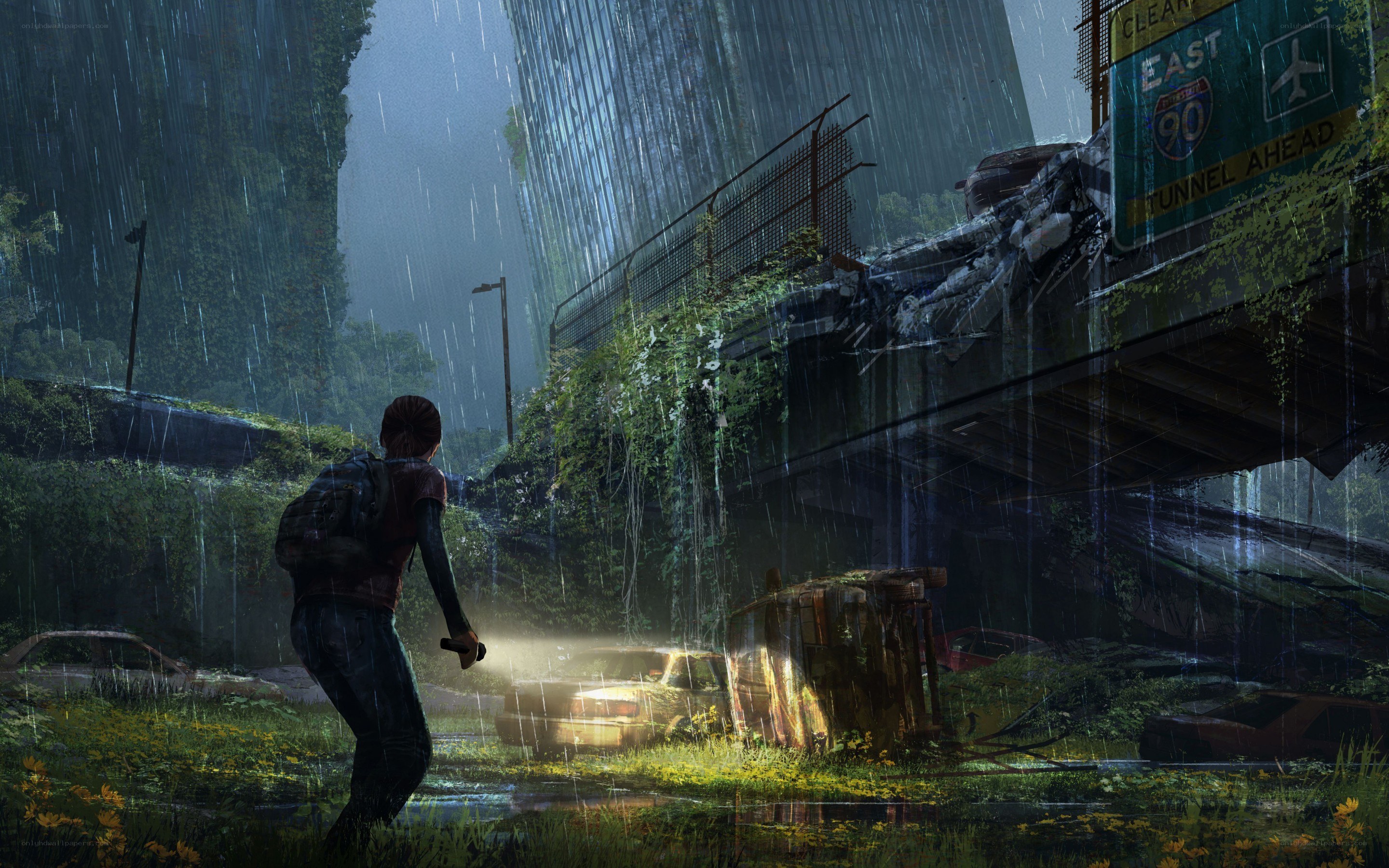 Post-apocalyptic rain scene