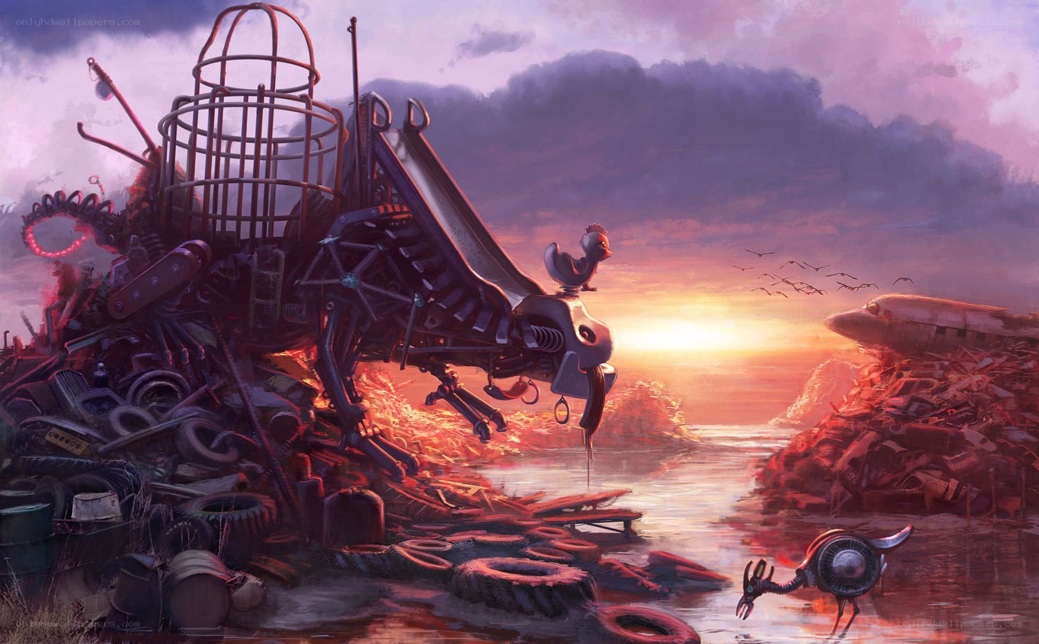 Post-apocalyptic scrap landscape