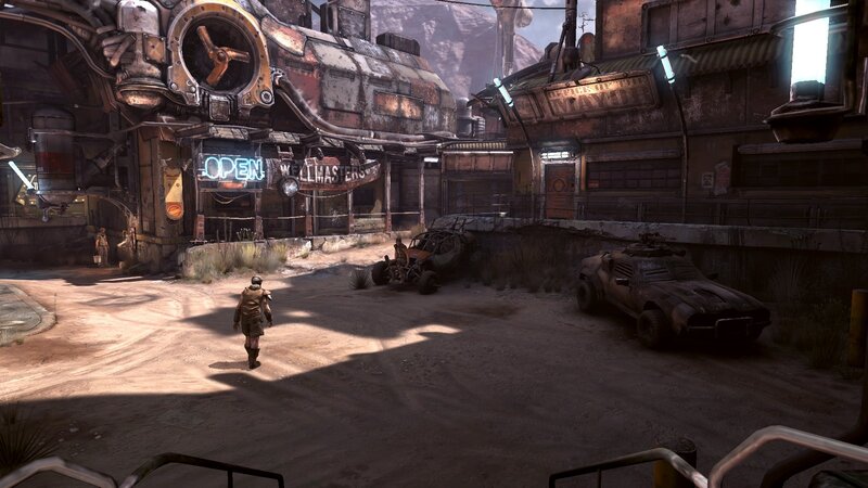 post-apocalyptic settlement scene