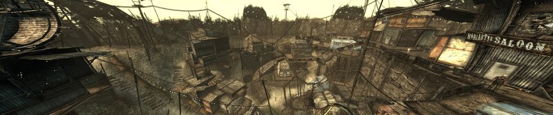 post-apocalyptic settlement scene