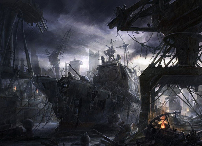 Post-apocalyptic shipyard